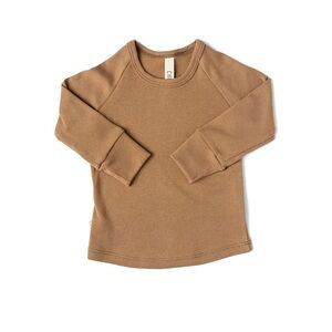 Tan Rib Knit Long Sleeve Tee